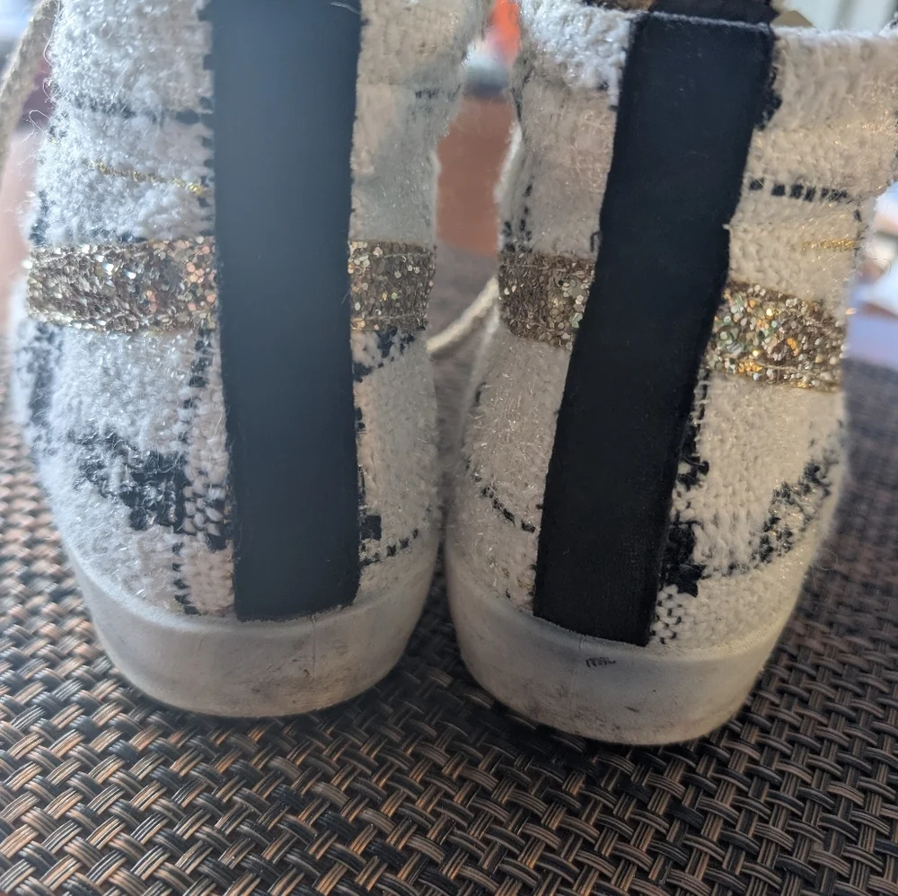 Fiori Di Picche Fashionable Tweed/Boucle  Sneakers with Gold Lace - Picture 7 of 11